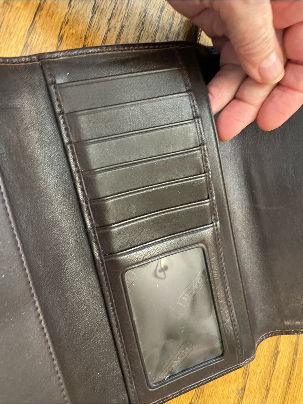 Coach Brown Signature Canvas Continental Wallet - Picture 6 of 9